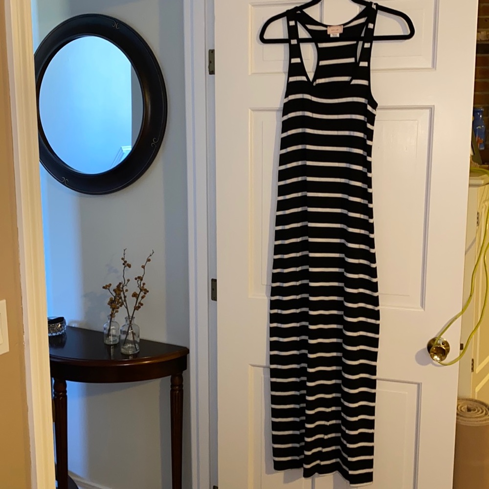 Black and White Stripe Maxi Dress size M